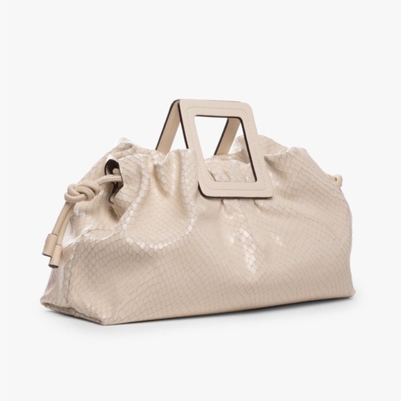 STAUD SHIRLEY LARGE CARRYALL BAG | CREAM SNAKE EMBOSSED *NEW W/TAGS* - Picture 2 of 7